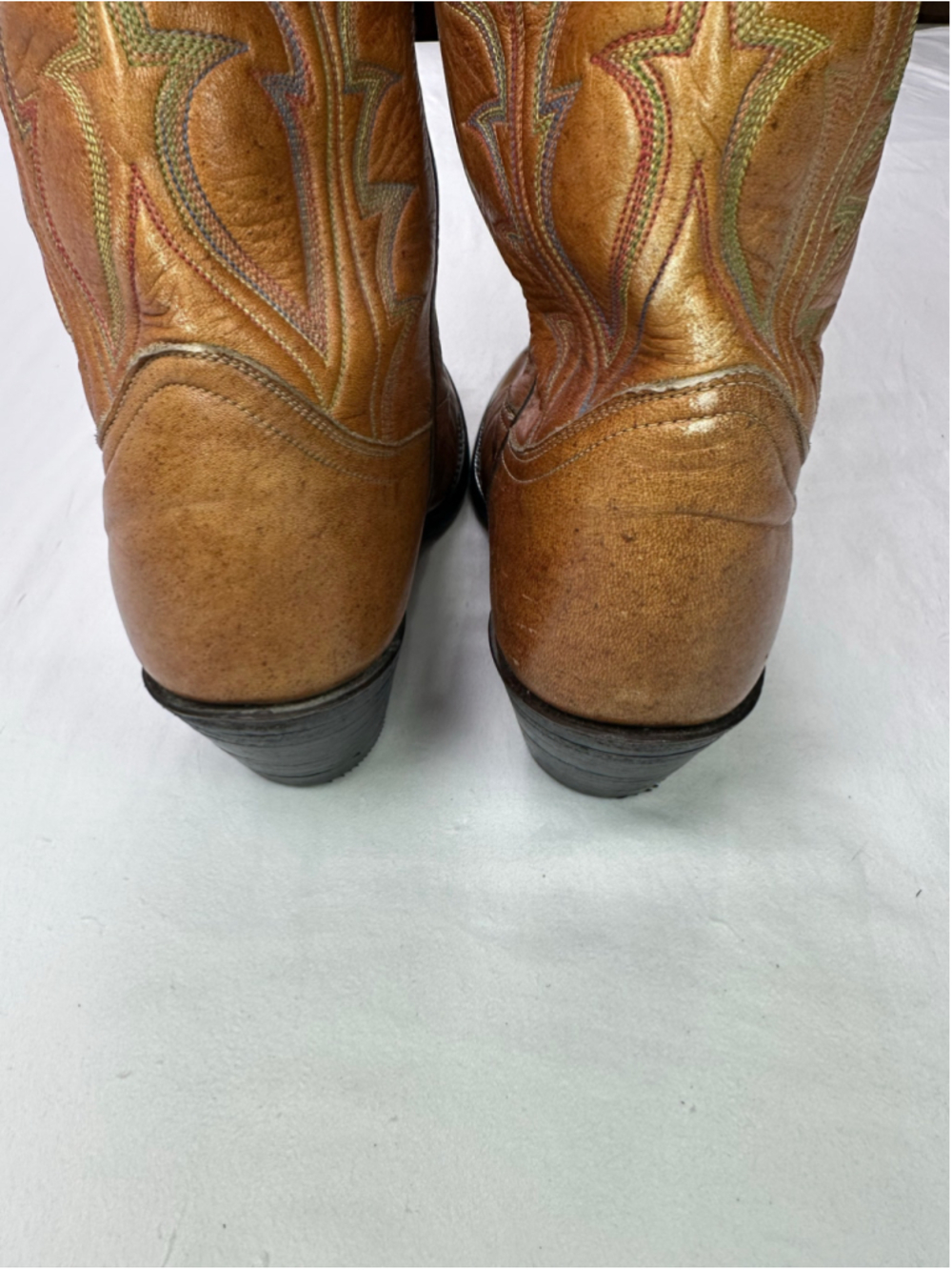 Tony Lama Vintage Rainbow Stitch Tall Cowboy Boots Style 0518 Women’s 8.5B Leath - Picture 6 of 13